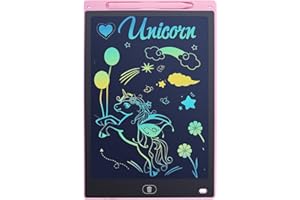 Lolileo 12inch LCD Drawing Tablet for Kids, Pink Drawing Pad for Kids, Colorful Bright Lines Writing Tablet Kids, LCD Writing Tablet Lockable Erase Button, Kids Drawing Pad Toys and Gifts for Kids