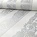 Price comparison product image P&S International Catherine Lansfield Lace Stripe Pattern Wallpaper Ornate Motif (White Silver 13379-24)