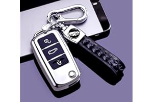 RXXR Car Key Cover Case with Keychain Compatible for Touran G-o-l-f 4 5 6 Je-tt-a MK4 B-o-r-a Polo Soft TPU Full Protection 3 Buttons Car Key Fob Shell Cover Protector