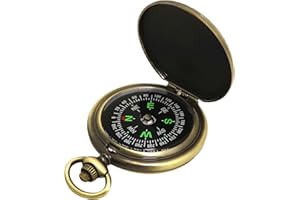 LUXEGLEE Retro Clamshell Compass, Bronze Luminous Compass, Waterproof Durable Pocket Navigation Compass for Camping, Hiking, Orienteering, and Survival Gear
