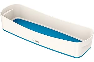 ‎LEITZ Leitz MyBox, Aufbewahrungsschale, Länglich, Blickdicht, Weiß/Blau Metallic, Kunststoff, 52581036, Klein