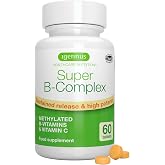 Igennus Super B-Complex, Methylated B-Complex, 60 Vegan Tablets | Methylfolate, B12 Methylcobalamin &amp; Vitamin C, Prolonged Re