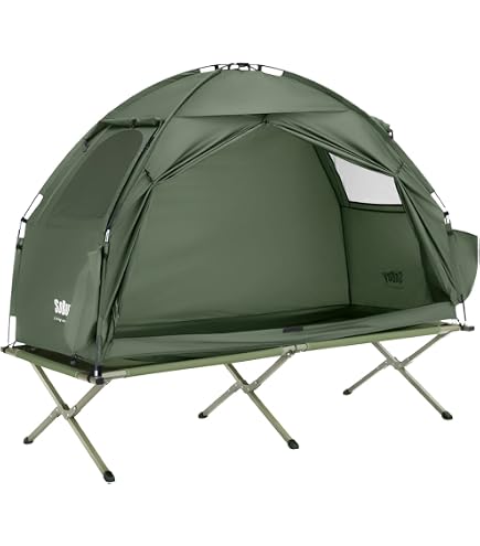Überzelt für Karpfenliegen bis 210 cm – Bedchair Cover mit Moskitonetz – 210D PU-beschichtetes Zeltmaterial – Zelt für Angelliege – inkl. Tragetasche & Heringe – Liege Nicht enthalten Sport & Freizeit