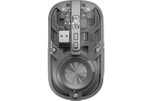 Portronics Toad 8 Transparent Wireless Bluetooth Mouse with Dual Wireless (BT + 2.4 GHz), Rechargeable Battery, Noise-Free Clicking, Show/Hide Desktop, Multi-Device Pair, Adjust Sensitivity (Grey)