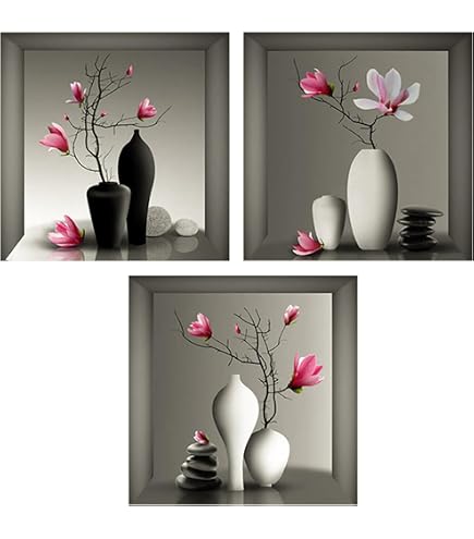 Stickers Muraux 3D Auriselle Plantes Vertes En Pot - 2 Pièces 30x60 Cm, Autocollants, Décoration Salon Bureau
