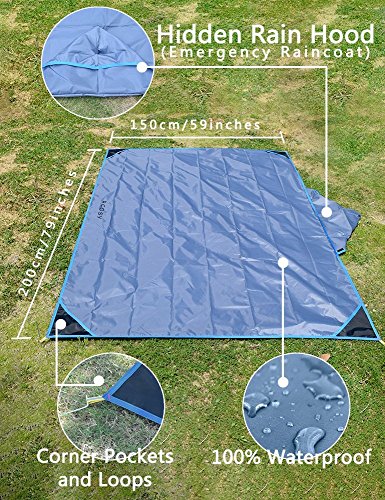 Rcosy Wasserdichte Nylon Taschendecke mit Karabiner, 79 x 59-Zoll - 3