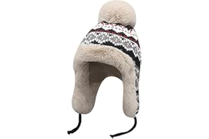 NICEYEA Womens Winter Knit Beanie Hat Ear Flaps Warm Fleece Lined Skull Caps Earmuff Snow Hats