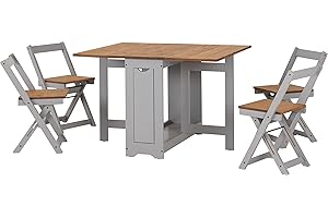 Seconique Santos Butterfly Dining Set in Grey/Distressed Waxed Pine