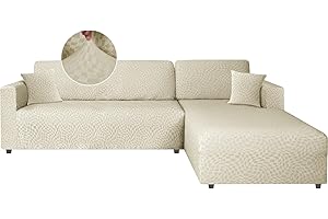 Ystyle Funda Sofa Chaise Longue Ajustables, Cubre Sofa Chaise Longue Izquierdo Derecho, 2 Piezas Protector Sofa Elasticas ChaiseLongue, Funda Sofa L (1 Plaza+2 Plazas, Beige)