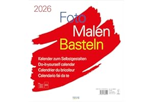 Foto-Malen-Basteln Bastelkalender weiß groß 2026: Fotokalender zum Selbstgestalten. Bastelkalender mit festem Fotokarton. Do-it-yourself Kalender Format: 45,5 x 48 cm