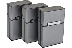 Linkbro Aluminium-Zigarettenetui, 3er-Set, grauer magnetischer Deckel, elegantes Design, Aluminium-Zigarettenschachtel