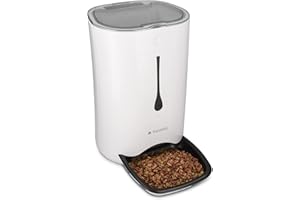 Navaris Dispensador de Comida automático con Temporizador - Comedero automático de 6L para 4 porciones de Comida diarias - para Perros y Gatos