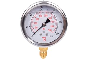 THERMIS Manometro (0-60 bar) Resistente agli urti G 1/4 connettore dal basso 63 mm 304G
