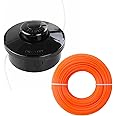 ASOENTIWOX Strimmer Head, Universal Trimmer Head M10 x 1.25 LHF, Petrol Strimmer Spool Replacement Head, With 2.4mm X 30M Strimmer Line, Pre-installed 1m Strimmer Wire