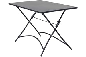 milani home Tavolo Rettangolare Pieghevole in Ferro Nero 110 X 70 per Esterno Giardino, Portico, Ristorante, Gelateria Bar Hotel Albergo