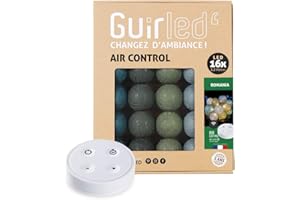GUIRLED Ghirlanda luminoso a LED per batuffoli di cotone USB - Telecomando wireless - Luce notturna per bambini 2h - Adattatore di alimentazione doppio USB 2A incluso - 4 intensità - 16 sfere 3,2 m - Romania