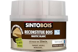 SINTO Reconstitue Bois Gros Trous et Angles Mastic Standard - Blanc - Facile d'Application - Mastic-bi Composante avec Durcisseur - 190g