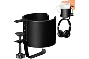 EACHPT 2 in 1 Getränkehalter Tisch & Kopfhörer Halter,Getränkehalter Schreibtisch,Anti Verschütten Becherhalter Tisch Schreibtisch Flaschenhalter,Aluminiumlegierung Schreibtisch Zubehör