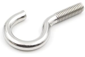 Design61 10 x böjda rostfria skruvkrokar M6 x 50 mm väggkrok med gänga skruvkrok för att skruva fast för vägg och tak för att