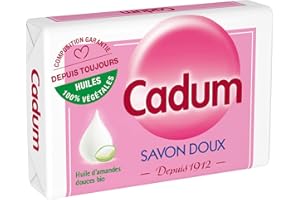 Cadum Savon Solide Doux - Depuis 1912 - Huiles 100 % végétales à l'amandes douces BIO, 100g