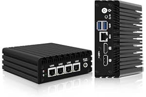 CWWK Mini PC Firewall Micro Appliance, Pentium J3710, 4 Port i225 2.5GbE LAN, OPNsense Hardware Mini Computer, Fanless PC, DDR3L 8GB RAM 256GB SSD, AES-NI, Console COM, HD, DP