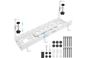 GUOOUG Vassoio per la Gestione dei Cavi Sotto la Scrivania, Porta Cavi Organizer Retrattile da 28,5~55CM, Raccogli Cavi Scrivania Cable Management Portacavi per Casa Ufficio Scrivania