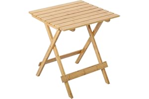 HOMECALL Bamboo Table Folding Small Balcony Table Garden Table Square, 30252