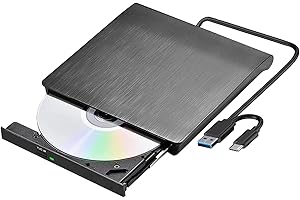 ZDYWAN External CD DVD Drive, Portable USB 3.0 Type-C DVD/CD RW Writer Burner for Laptop PC, Desktop, Mac, IOS, Windows 11/10/8/7 / XP/Vista/Linux