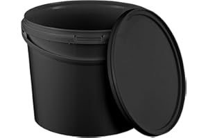 BenBow Seau avec Couvercle 5L Noir 1x 5 Litre - apte au Contact Alimentaire, Stable, hermétique, étanche, sans Odeur - récipient de Stockage en Plastique, avec poignée - Vide