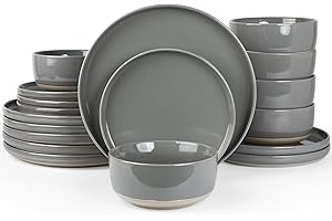 Richmount Milkyway Plates and Bowls Set, 18 Piece Dinner Set, Speckled Stoneware Dinner Sets for 6 People, Chip and Scratch Resistant Dinnerware Sets, Dishwasher & Microwave Safe, Dark Gray
