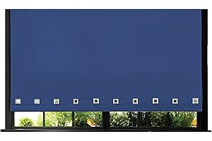 Funky Gadgets Roller Blinds Square Eyelet Light Filtering Roller Blind Daylight Trimmable Blinds Child Safe Easy Fit Metal Tube Home Office Window Blinds- Blue, W120 x L165cm