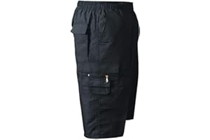 Top Demand Mens New Plain Summer Elasticated Waist 3/4 Shorts Cotton Cargo Combat Pants Bottoms