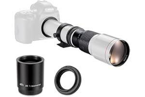 JINTU 500mm/1000mm f/8 Manual Telephoto Lens Kit Compatible with Canon EF-EF/S SLR Cameras 4000D 800D 80D 2000D 1100D T7I T6I T5I T6 T7 T5I 5D MARK II IV 650D 750D 90D 60D 70D