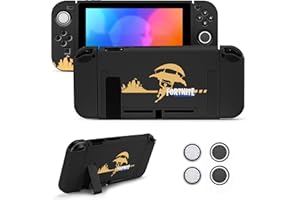 JINGDU Coque Compatible avec Nintendo Switch NS, Étui Dockable Nintendo Switch NS avec 4 Poignées Couvre Pouce, Coque de Protection pour Switch NS Modèle,Fortnite