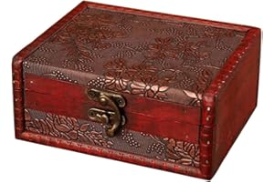 Zasvec Schatzkiste Klein 1 Stück Schatztruhe Kleine Holztruhe mit Deckel Holzkiste Vintage Schatztruhe aus Holz mit Schloss Vintage Holz Schatztruhe für Kartensammlung Geschenke Wohnkultur