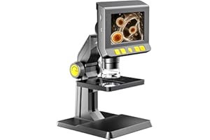 ZEALTRON Digital Microscope with 4.3 Inch LCD Screen, Electronic Microscope 1080P Video Camera with 8 LED Lights, 1-1000X Magnification Zoom Wireless USB Stereo Microscope Camera for Adults Kids