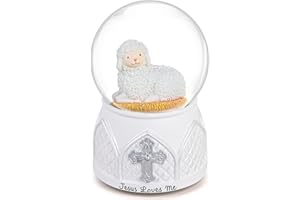 MS. WENNY Jesus Snow Globe Lamb Music Boxes, Jesus Love Me Baptisms Gift for Women, First Communion Gift for Girls, Religious Keepsake for Catholic and Christian Faith