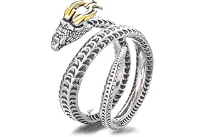 Auriselle Men's Viking Ring Anillo ajustable con serpiente patrón, Abierto Retro Punk Hip Hop Gothic Joyería, Unisex Vintage Cumpleaños Navidad Pascua Regalo para Hombres Niños Señoras