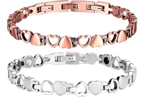 Tomedeks 2 PCS Magnetic Bracelets for Women, Copper Bracelet, Silver + Copper