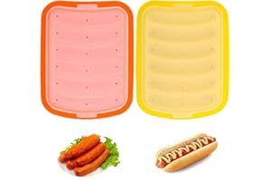 GRTLPOK Silicone Hot Dog Molds - DIY Sausage Mould Trays for Kitchen Baking and Grilling - Homemade Sausages