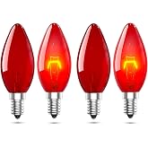 Lamptobe Red Bulb E14 26W - Dimmable Red Bulbs SES C35 Decorative Lamp for Electric Fireplace, Halloween Christmas Decoration