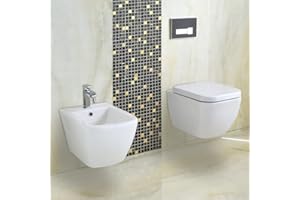 Yellowshop - Sanitari Bagno Sospesi Filo Muro Rimless senza brida Modello Klass Vaso Wc + Coprivaso Soft Close + Bidet