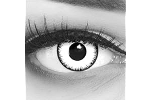 Lentilles couleur blanche - vampire zombi lunatic. Pour Halloween, Fantaisie, Carnaval + étuis à lentilles de contact I 1 paire (2 pièces) I sans correction I 0,00 Dioptries MERALENS