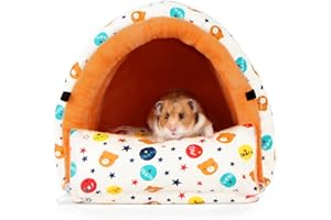 BUCATSTATE Lit de Hamster, Lit pour Lapin, Lit Chaud Cochons d'Inde Doux avec Coussin Amovible en Peluche, Maison d'hiver pour écureuil Furets Petit Lapin Hérisson (26 * 24 * 23cm)