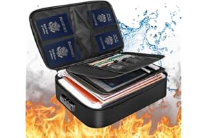 Fireproof Document File Bag with Lock, JARAGAR Fireproof Document Box 3-Layer File Organizer Case Portable Safe Box for Important File Passport Certificates Legal Documents