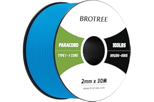 Brotree Paracorde 2mm 30M Corde en Nylon avec 1 Brin Type I pour Bracelet, Survie, Extérieure - 45 kg Charge de Rupture (Bleu)