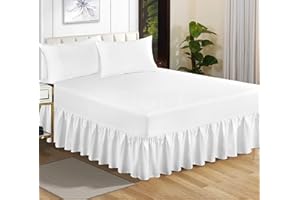 GENERIC Comfy Nights Plain Dyed Deep Polycotton Easy Care Valance Fitted Sheet Machine Wasahable In 15 Colors (White-Valance, King)