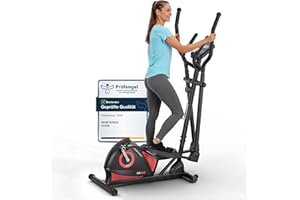 ‎SPORTSTECH Sportstech Crosstrainer für Zuhause, extrem leise, mit 8 Widerstandsstufen, 5 kg Schwungrad, LCD-Display mit Tablethalterung, bis 120 kg, Bluetooth, App und Pulssensor, Transporträder, CX608
