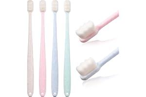 BOAO 4 Stück Extra Weiche Zahnbürsten 20000 Borsten Zahnbürste Mikro Nano Handzahnbürste für Zerbrechliches Zahnfleisch Erwachsene Kinder(Blau, Grün, Rosa, Beige)
