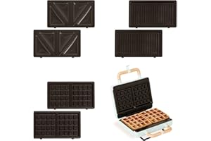 CREATE/STONE STUDIO/Sandwichera-Grill y gofrera doble azul / 3 placas intercambiables: Grill, Gofre y Sandwich, antiadherente, apertura 100º, 2 rebanadas, autoapagado, retro, 800W